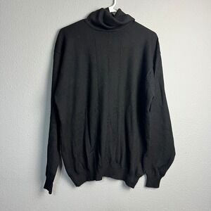 Pappagallo Black 100% Merino Wool Extra Fine Turtleneck Sweater Mens XL